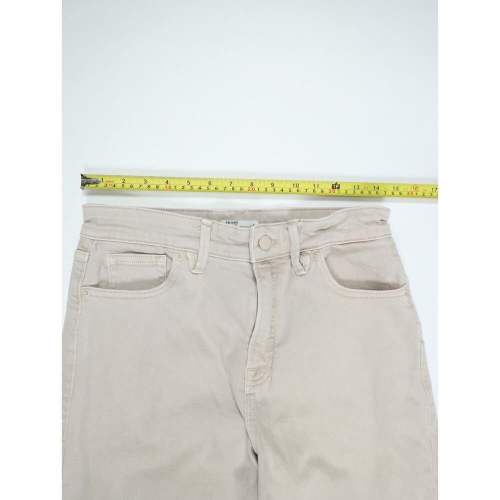 Good American Good Ease Relaxed Jean 0/25 Khaki Beige Raw Hem Wide Leg High Rise - Picture 11 of 14